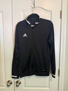 adidas Black Lightweight Aeroready Full-Zip Training Jacket with White Trim
